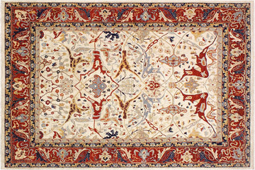 handmade Traditional Kafkaz Chobi Ziegler Ivory Rust Hand Knotted RECTANGLE 100% WOOL area rug 12 x 15